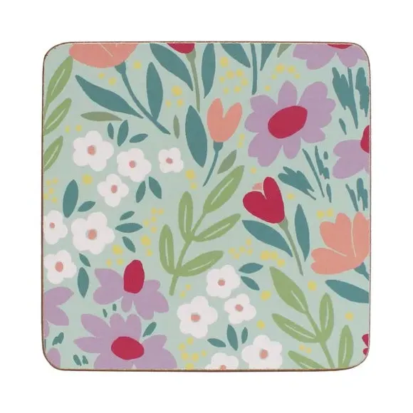 Set of 4 Coasters - Multicolor, Cork