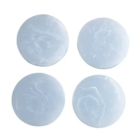 Set of 4 Coasters - White, Resin Marble