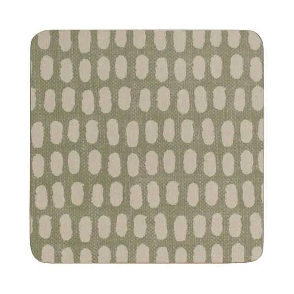 Set of 4 Coasters with Cork Back - Green