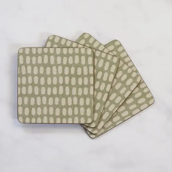 Set of 4 Coasters with Cork Back - Green image