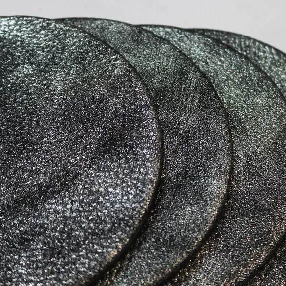 Set of 4 Coasters with Sparkle - Black, Faux Leather