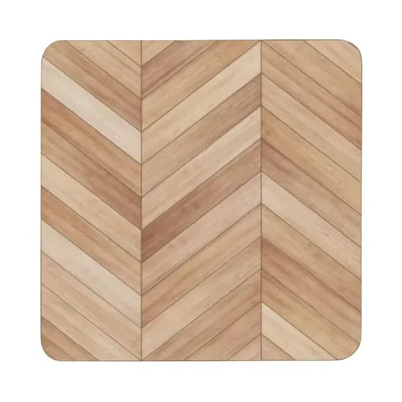 Set of 4 Coasters Wood Effect - Brown, Cork