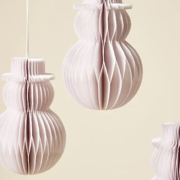 Set of 4 Honeycomb Snowmen Decorations - White