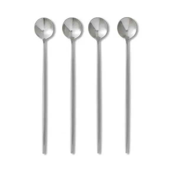 Set of 4 Latte Spoons - Silver, Stainless Steel