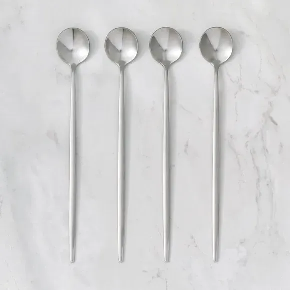 Set of 4 Latte Spoons - Silver, Stainless Steel image