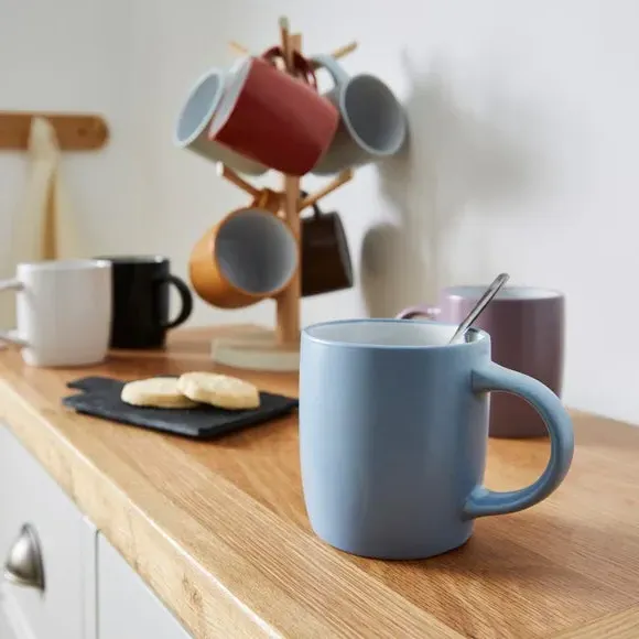 Set of 4 Mugs with Matt Finish - Blue, Clay