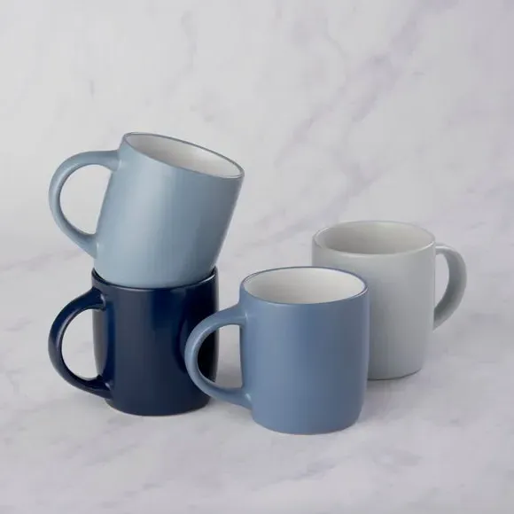 Set of 4 Mugs with Matt Finish - Blue, Clay image