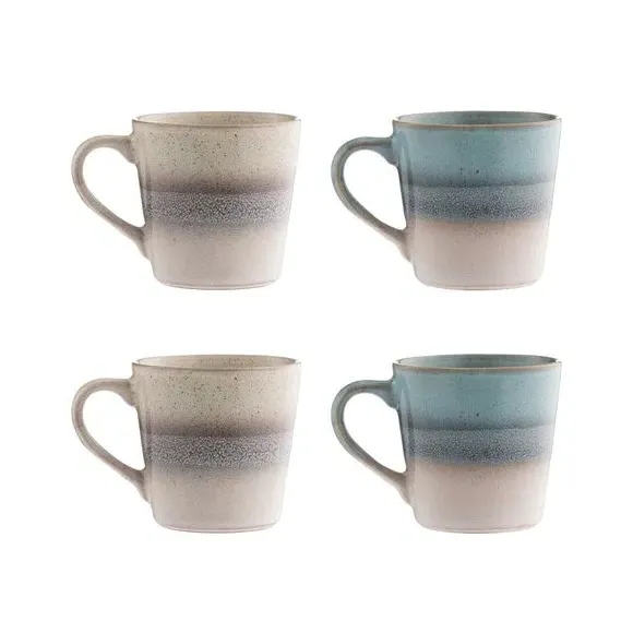 Set of 4 Mugs with Reactive Glaze - Blue, Stoneware image