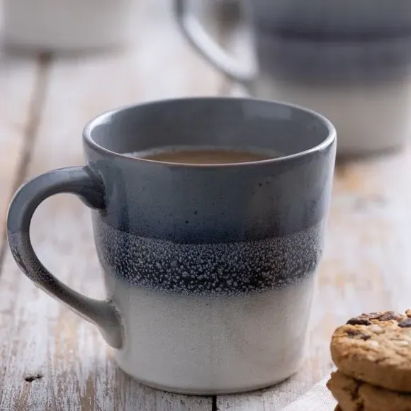 Set of 4 Mugs with Reactive Glaze - Grey, Stoneware