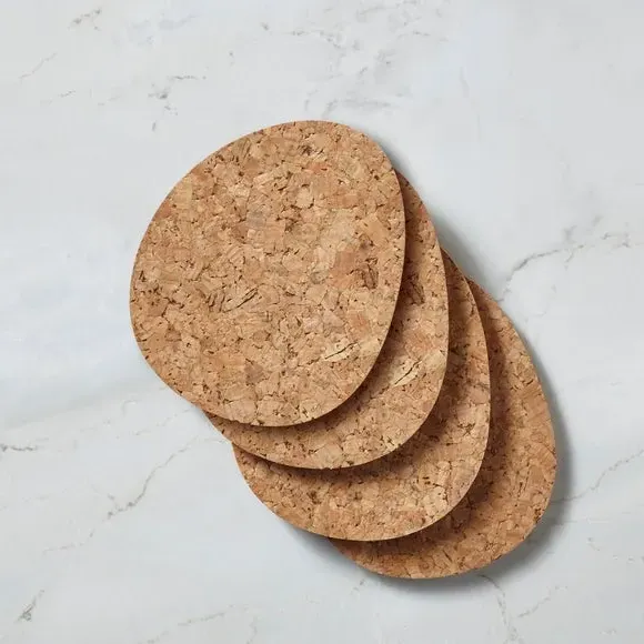 Set of 4 Pebble Coasters - Natural, Cork image