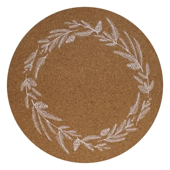 Set of 4 Placemats Foliage Print - Brown, Cork image