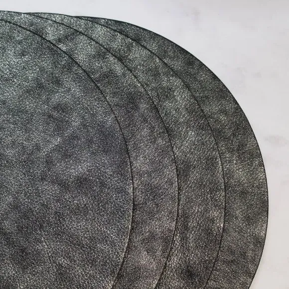 Set of 4 Placemats Heat Resistant - Black, Faux Leather
