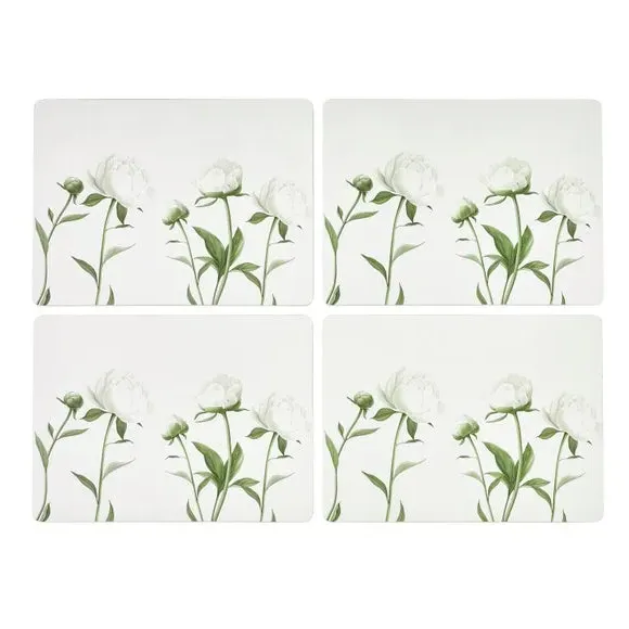 Set of 4 Placemats Peony Design - Cream