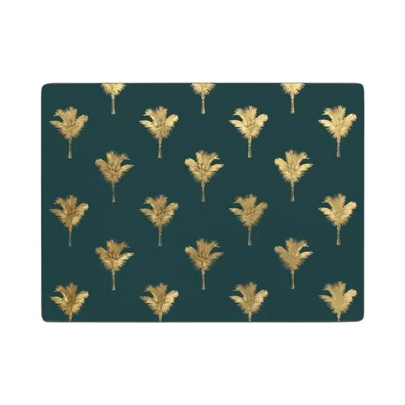 Set of 4 Placemats with Cork Back - Teal, Palm