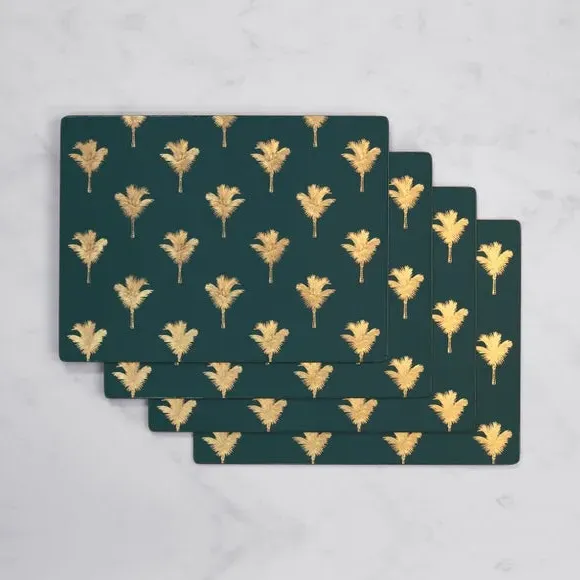 Set of 4 Placemats with Cork Back - Teal, Palm image