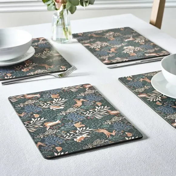 Set of 4 Rectangle Placemats - Green, Cork image