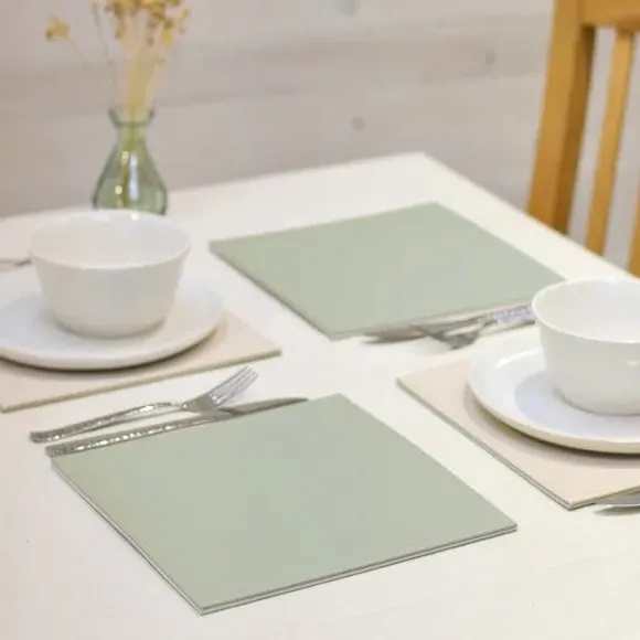 Set of 4 Reversible Placemats - Sage, Faux Leather image