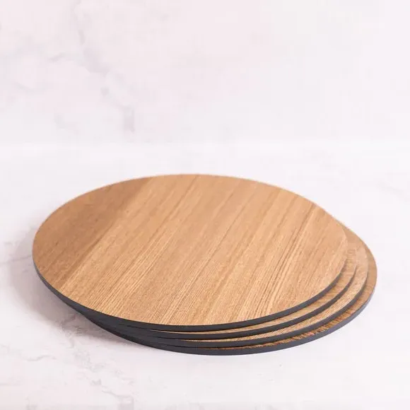 Set of 4 Round Placemats - Charcoal, Wood image