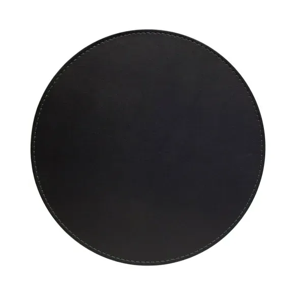 Set of 4 Round Placemats Reversible - Black