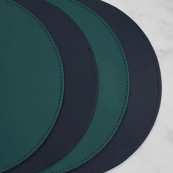 Set of 4 Round Placemats Reversible - Peacock