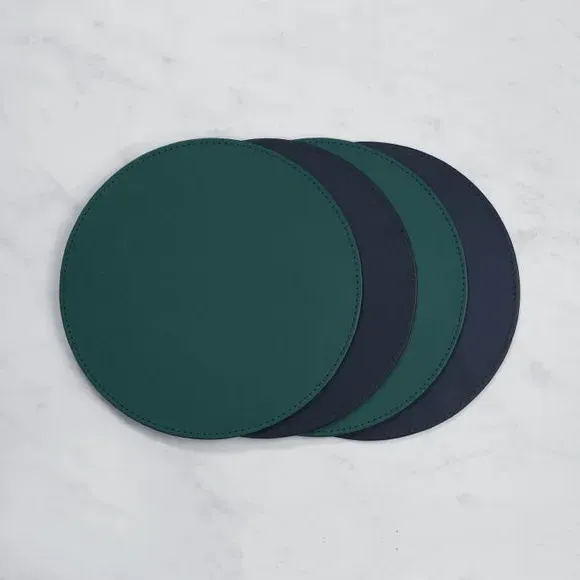 Set of 4 Round Placemats Reversible - Peacock