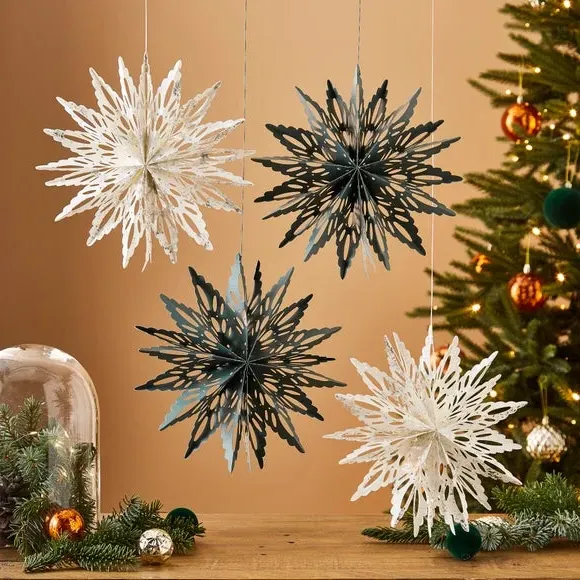 Set of 4 Snowflake Hanging Decorations - Paper image