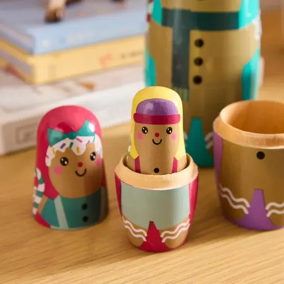 Set of 4 Stacking Dolls - Multicolor, Wood