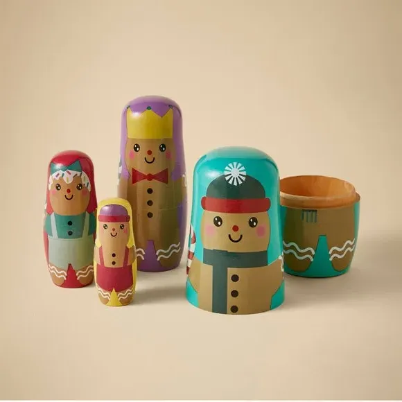 Set of 4 Stacking Dolls - Multicolor, Wood