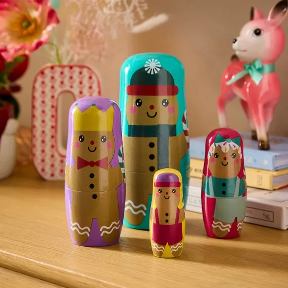 Set of 4 Stacking Dolls - Multicolor, Wood