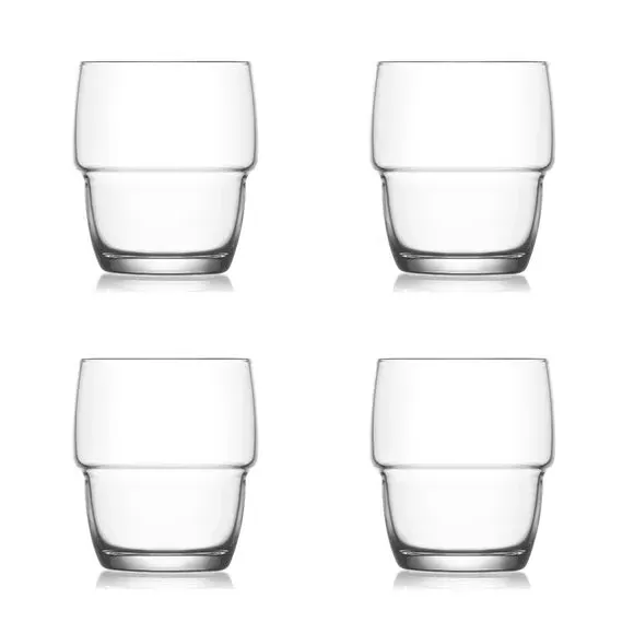 Set of 4 Stacking Tumbler Glasses - Clear Glass image
