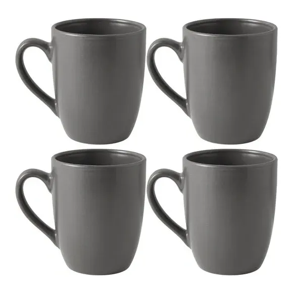 Set of 4 Stoneware Mugs - Charcoal