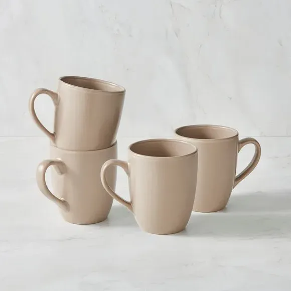 Set of 4 Stoneware Mugs - Mushroom