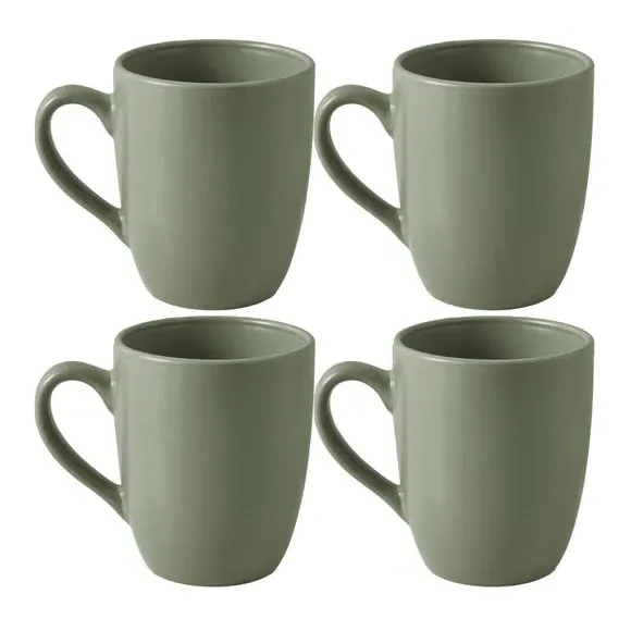 Set of 4 Stoneware Mugs - Sage