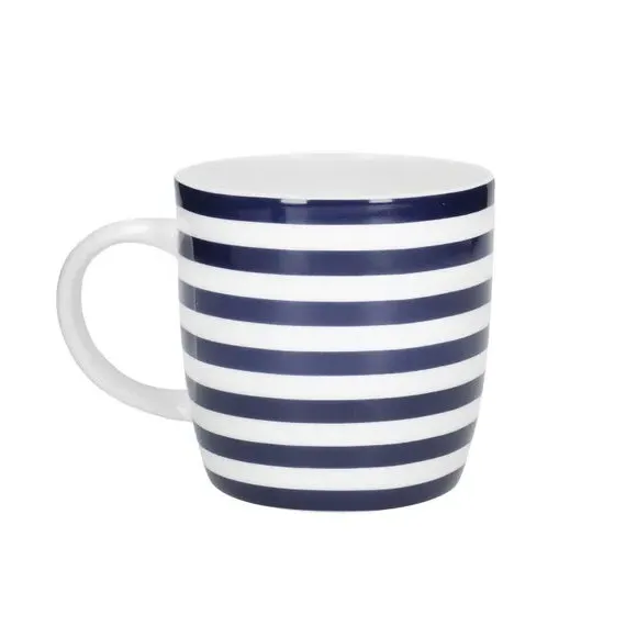 Set of 4 Striped Mugs - Blue, Porcelain