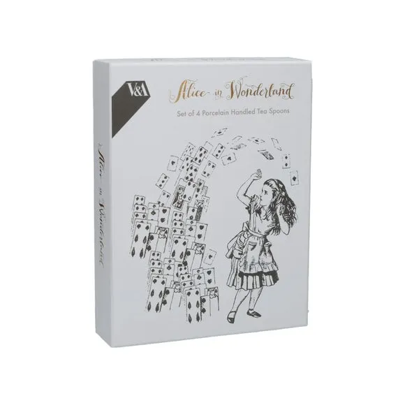 Set of 4 Teaspoons - White, Stainless Steel