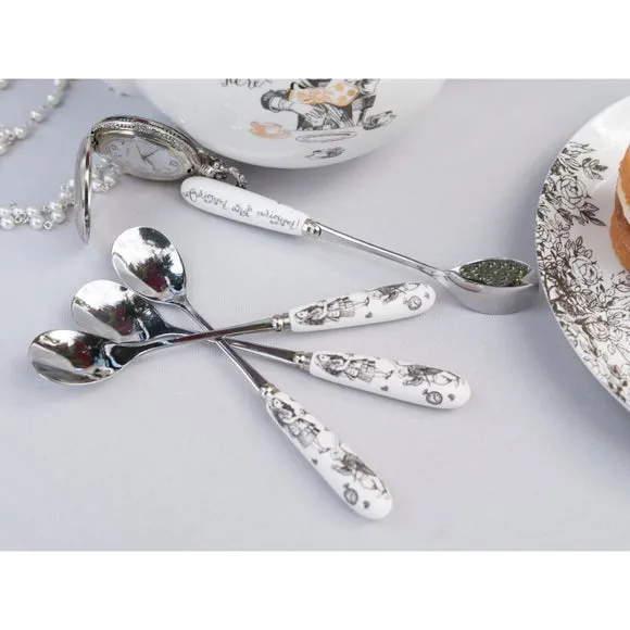 Set of 4 Teaspoons - White, Stainless Steel image