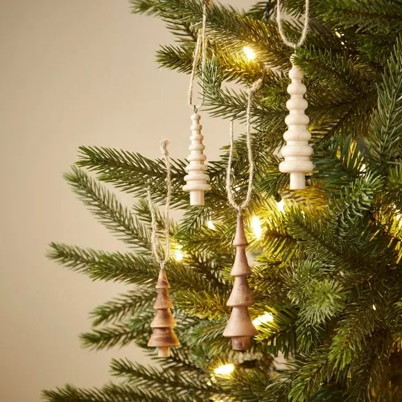Set of 4 Tree Hanging Decorations - Wood image