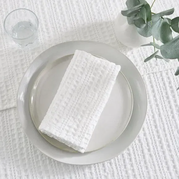Set of 4 Waffle Napkins - Ivory, Cotton