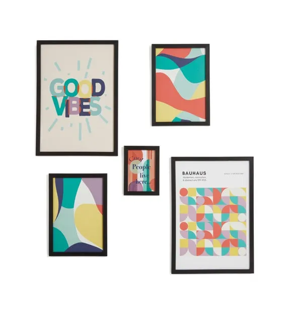 Set of 5 Framed Prints - Black