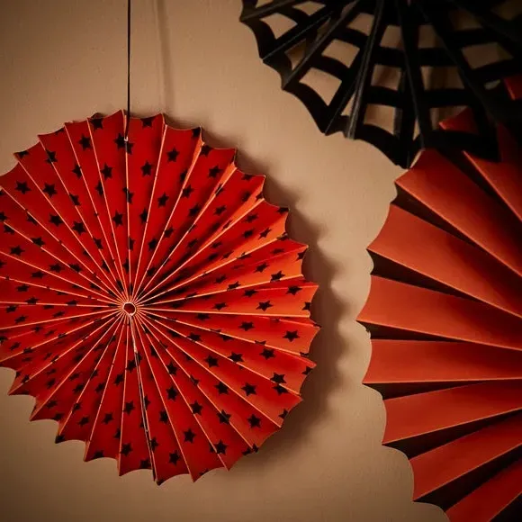 Set of 5 Paper Fan Decorations - Multicolor