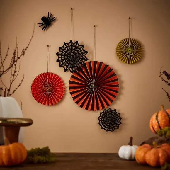 Set of 5 Paper Fan Decorations - Multicolor image