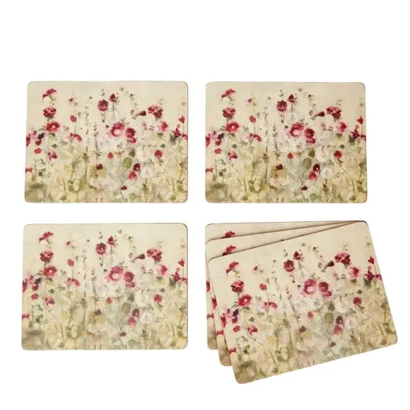 Set of 6 Placemats with Cork Backing - Red