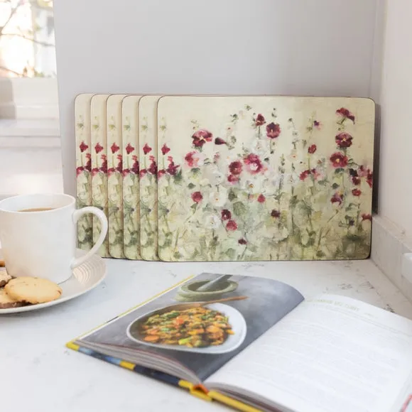 Set of 6 Placemats with Cork Backing - Red