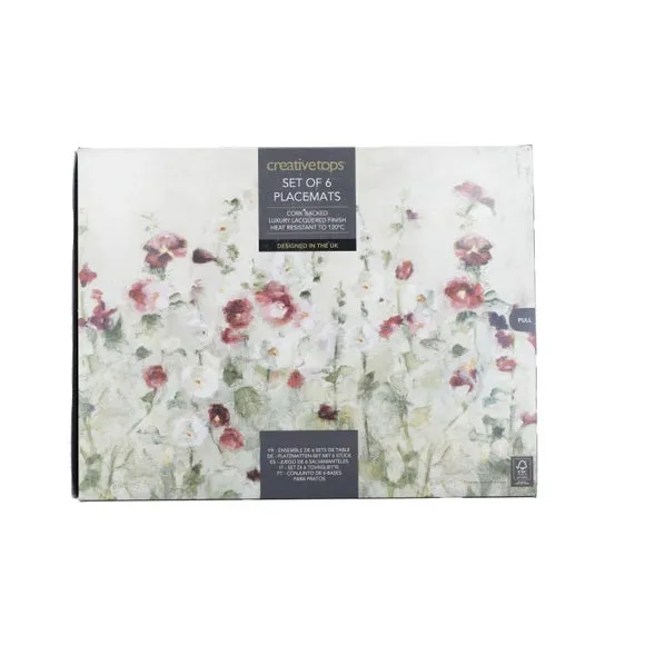 Set of 6 Placemats with Cork Backing - Red