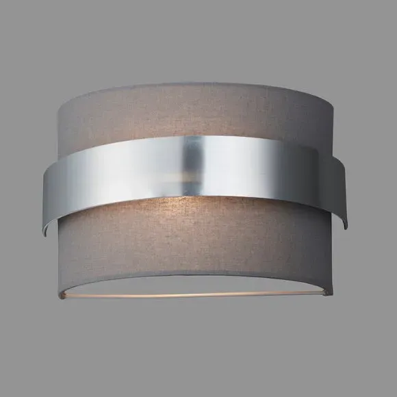 Shaded Wall Light with Dimmer - Grey, Fabric