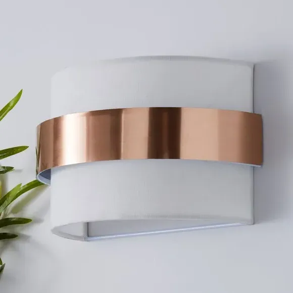 Shaded Wall Light with Dimmer - Ivory, Fabric