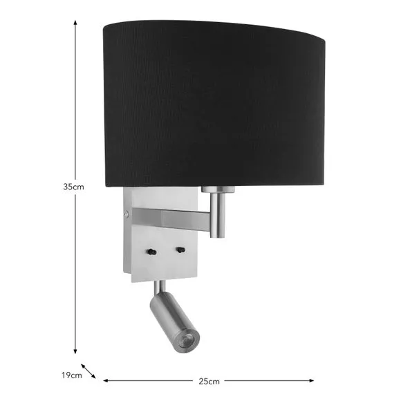 Shaded Wall Light with Switch - Black, Steel