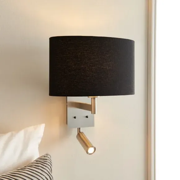 Shaded Wall Light with Switch - Black, Steel image