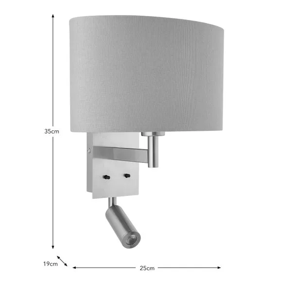 Shaded Wall Light with Switch - Grey, Steel
