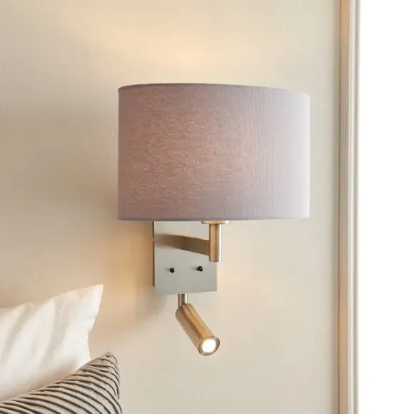 Shaded Wall Light with Switch - Grey, Steel